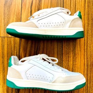 Sam Edelman White + Green Leather Sneakers. Women’s Size 6